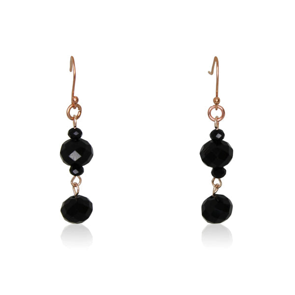 Long Earrings - Black Crystal