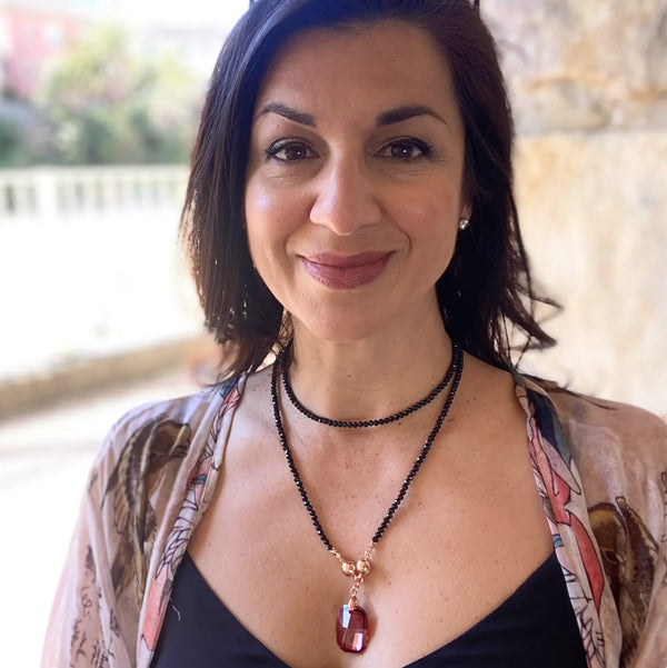 Long Strand Necklace - Black Crystal