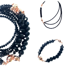 10 Way Necklace - Black Crystal