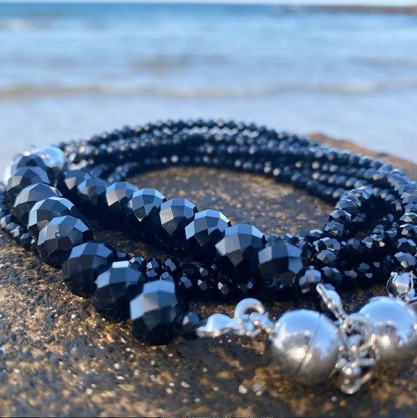 10 Way Necklace - Black Crystal