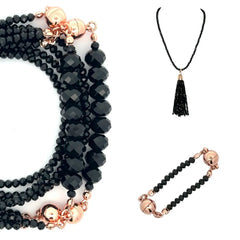 10 Way BUNDLE - Black Crystal (Includes 10 Way Necklace, Tassel & Mini Connectors)